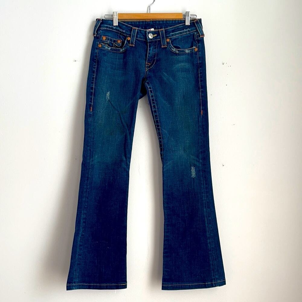True Religion dark wash low rise boot cut jeans sz 29